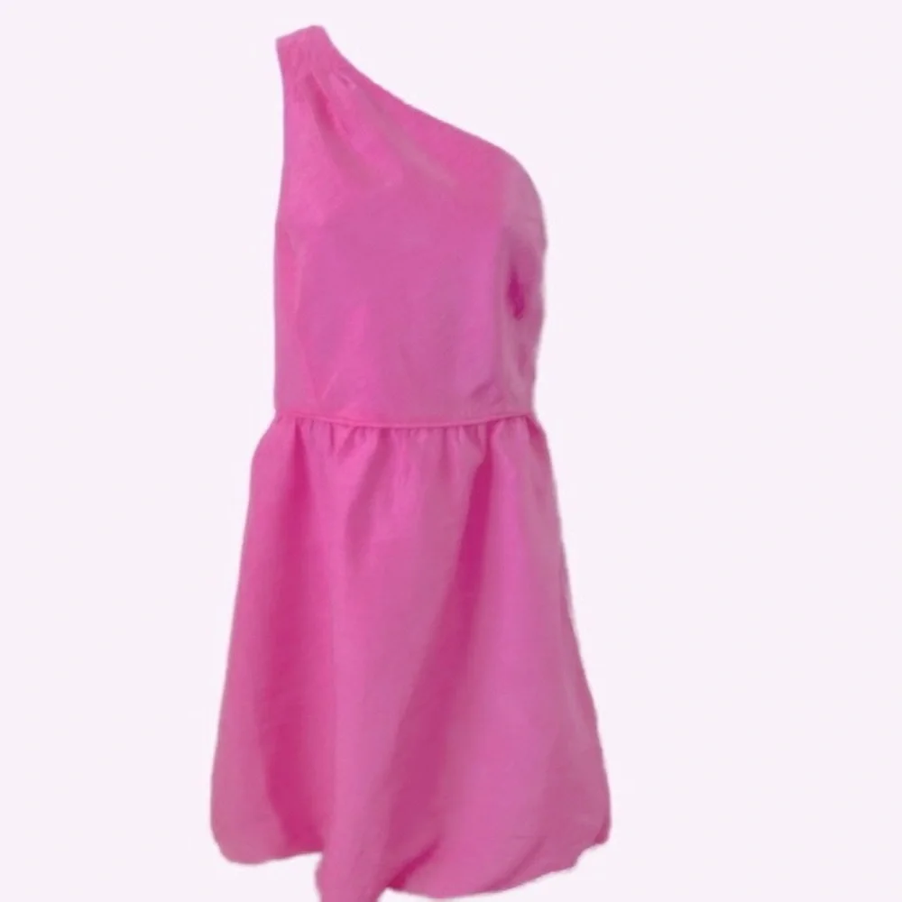 🎉🎉🎉J. Crew, Bridgette, One Shoulder, Shimmer Pink, Balloon Hem Dress